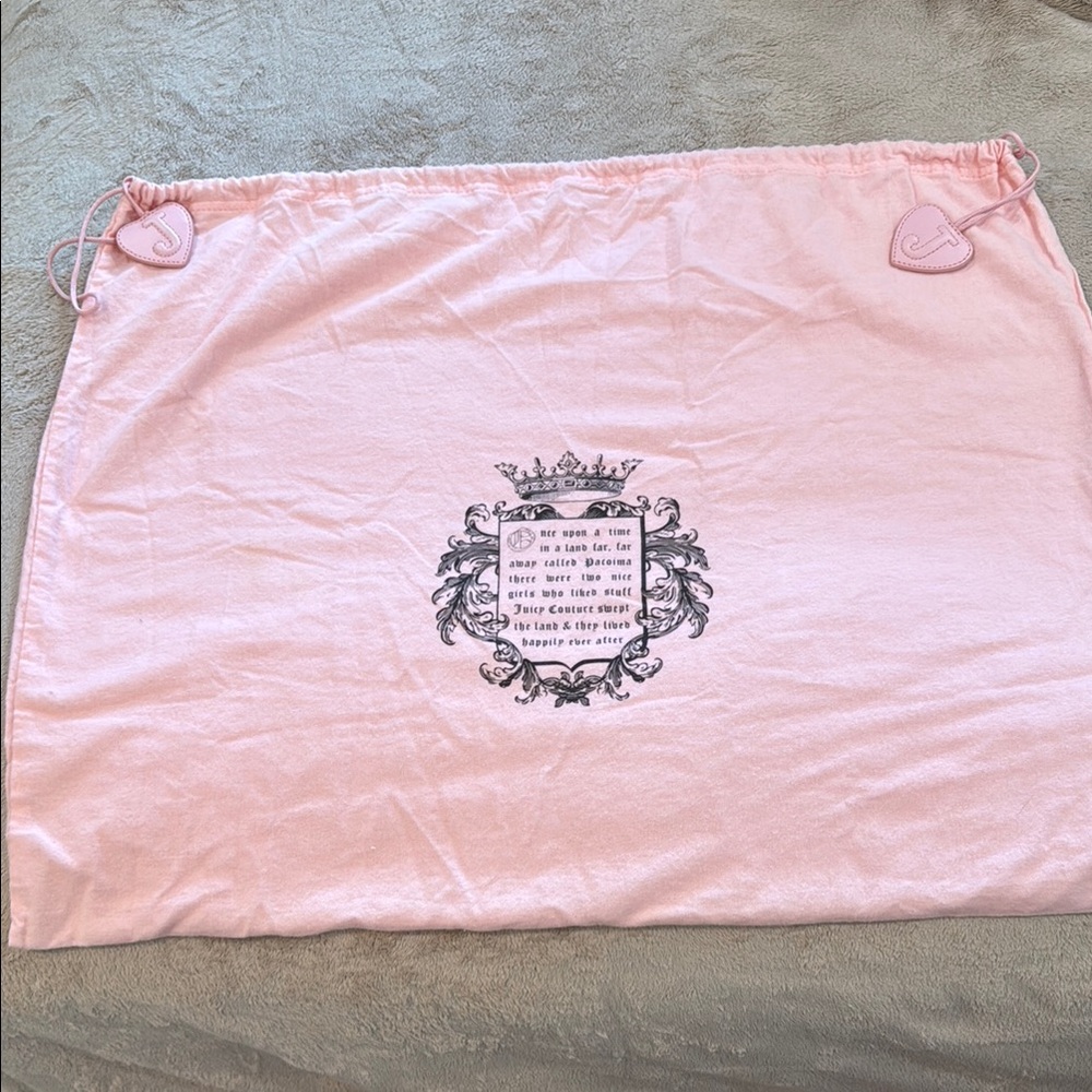 Vintage Juicy Couture Pink Drawstring Dust Bag - Crest Design and heart J
